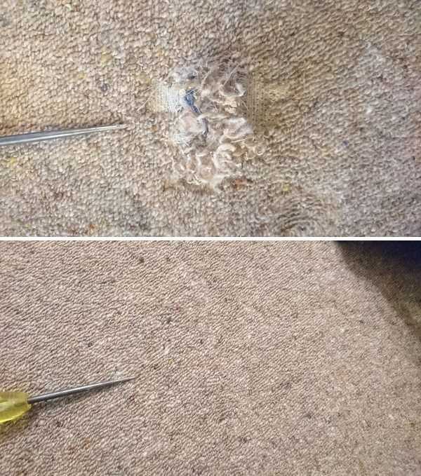 Carpet tear repaired