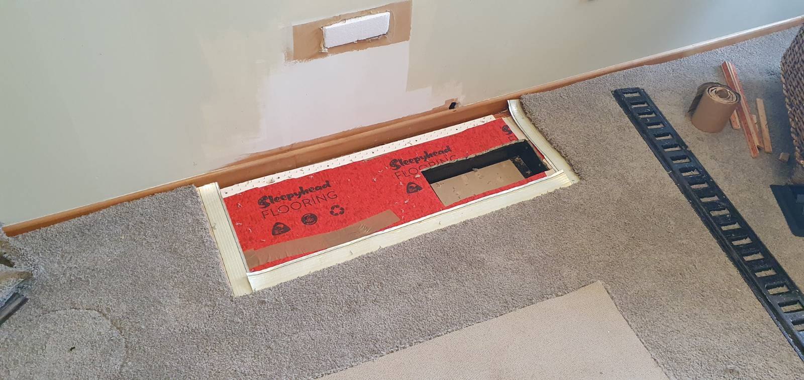Carpet repair in progress